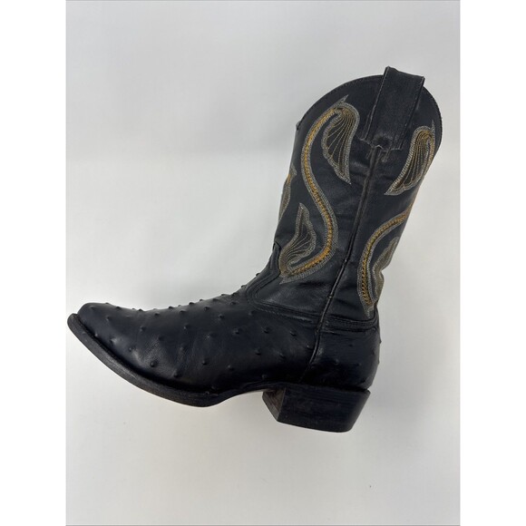 Donaldo Black Ostrich Cowboy Boots, Size USA 6.5 MEX 23.5